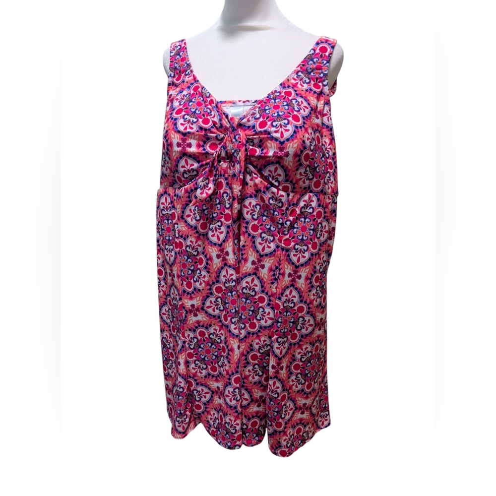 Retail $64 New Bal Harbour Floral Tummy Control Swimsuit UPF 50+